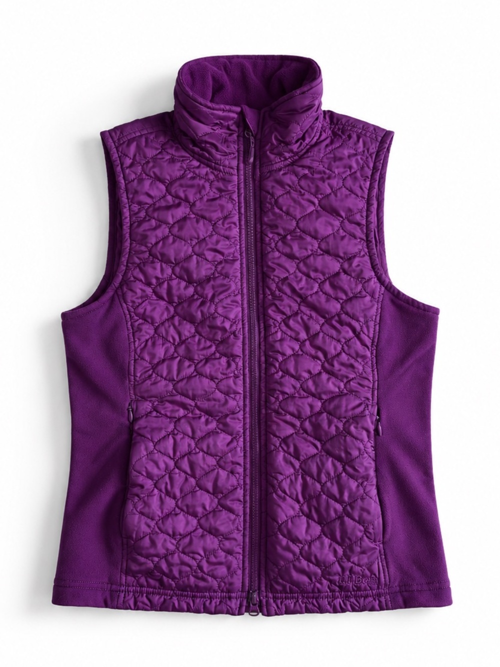 L.L. Bean PrimaLoft Insulated Quilted Puffer Vest Fleece Lined Purple XS